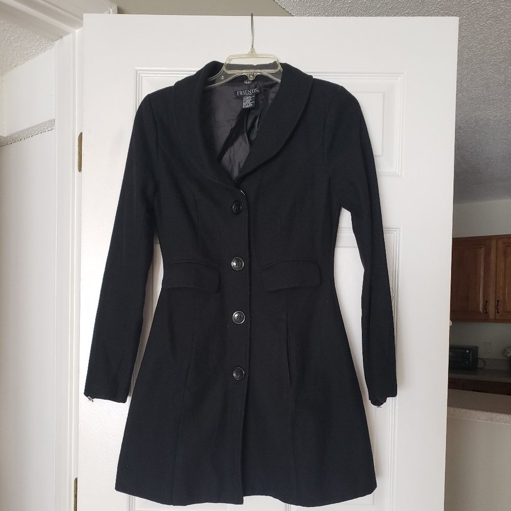 Black Wool Blend Coat Size Small